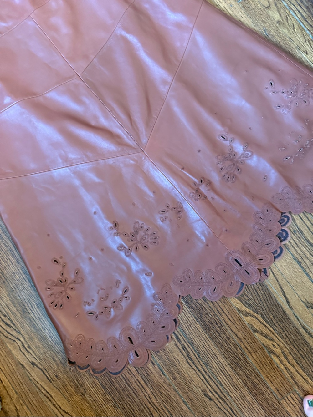 Vintage American Leather Co Leather Cut Out Skirt